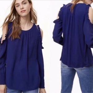 Loft cobalt cold shoulder blouse